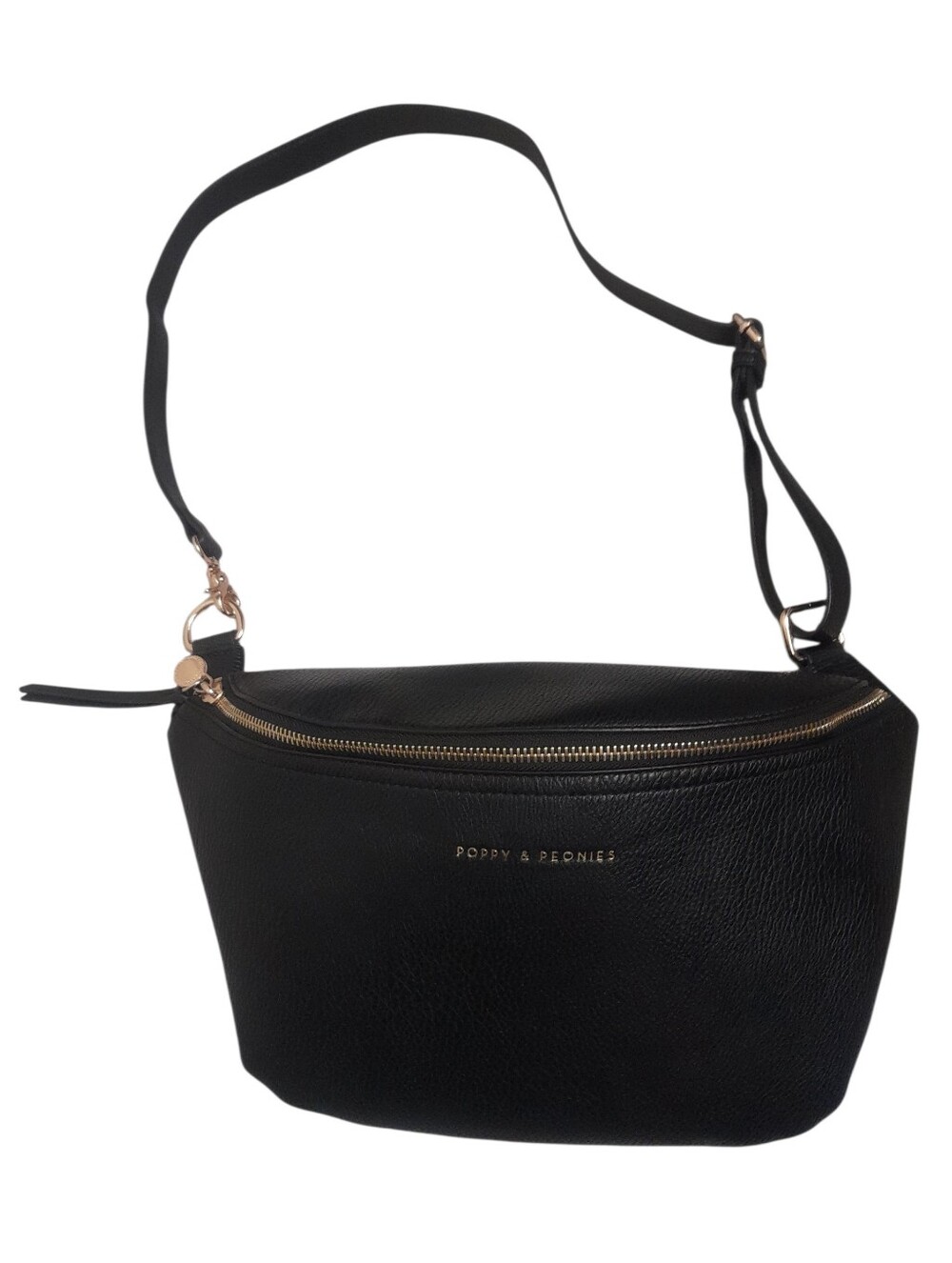 Poppy & Peonies Large Sidekick Black Bag